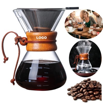 Heat Resistant Coffee Carafe Pour Over Coffee Maker with Reusable Stainless Steel Filter